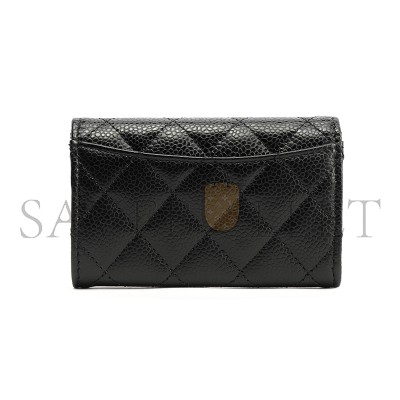 CHANEL GRAINED COWHIDE QUILTED FLAP CARD HOLDER WALLET BLACK AP0214 (11.3*7.5*2.5cm)